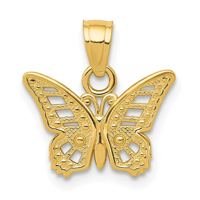 Million Charms 14K Yellow Gold Themed Butterfly Pendant