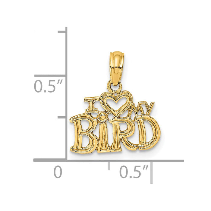 Million Charms 14K Yellow Gold Themed I Heart My Bird Charm