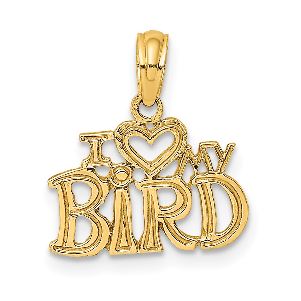 Million Charms 14K Yellow Gold Themed I Heart My Bird Charm