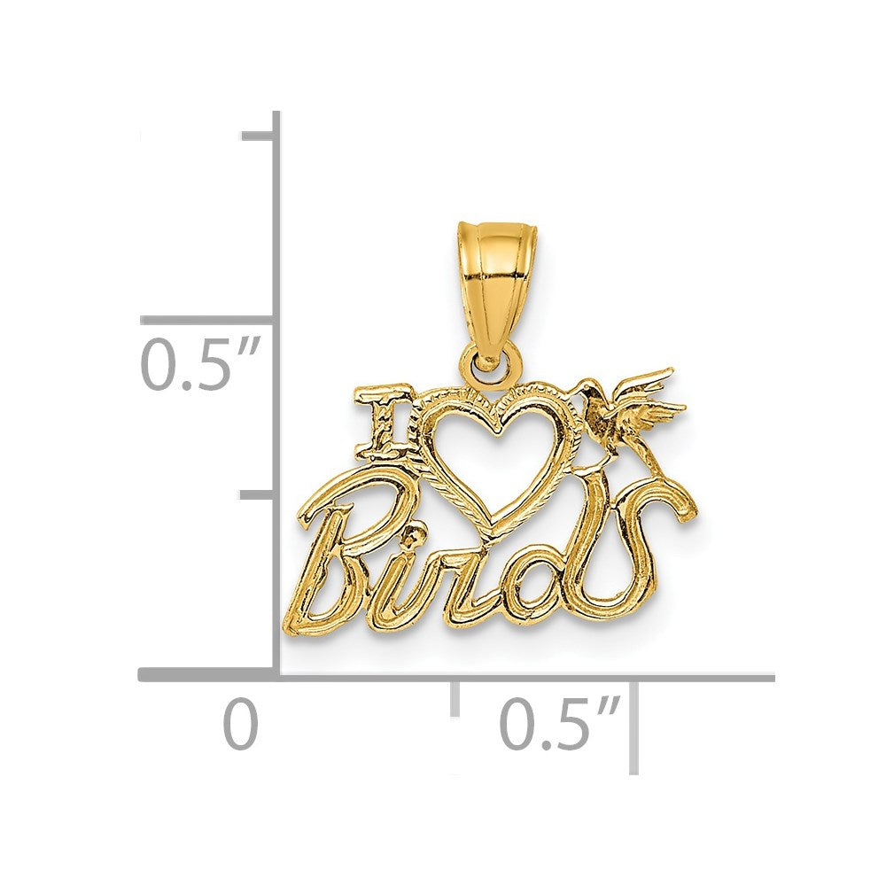 Million Charms 14K Yellow Gold Themed I Heart Birds Charm