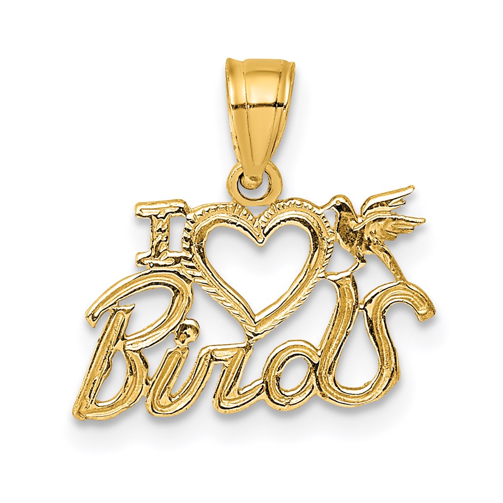 Million Charms 14K Yellow Gold Themed I Heart Birds Charm