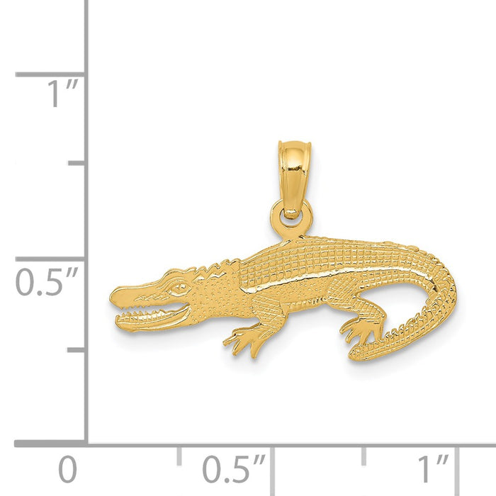 Million Charms 14K Yellow Gold Themed Textured Alligator Pendant