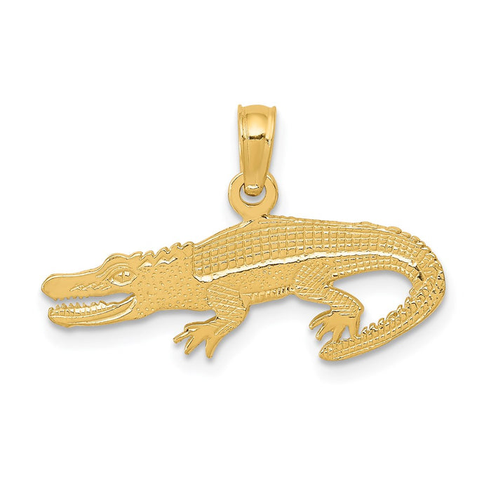 Million Charms 14K Yellow Gold Themed Textured Alligator Pendant