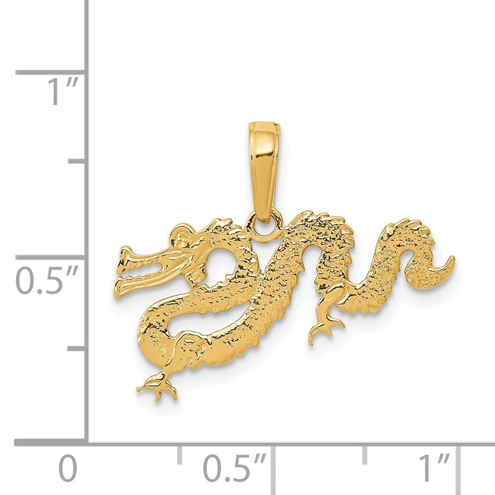 Million Charms 14K Yellow Gold Themed Dragon Pendant