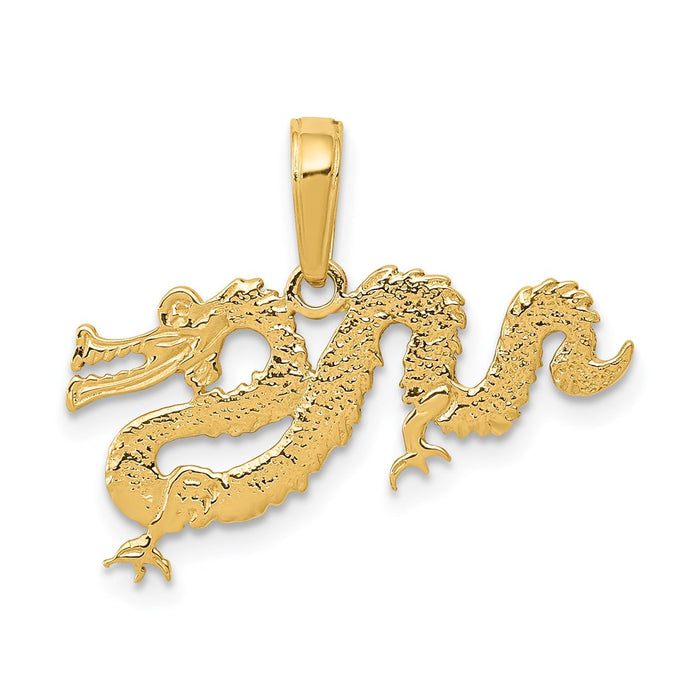 Million Charms 14K Yellow Gold Themed Dragon Pendant