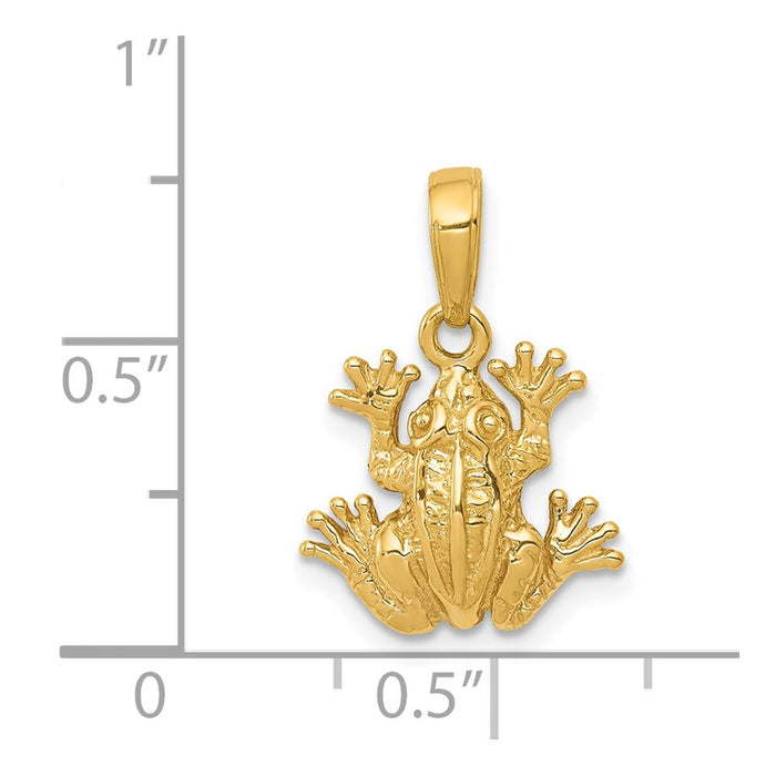 Million Charms 14K Yellow Gold Themed 2-D Frog Pendant