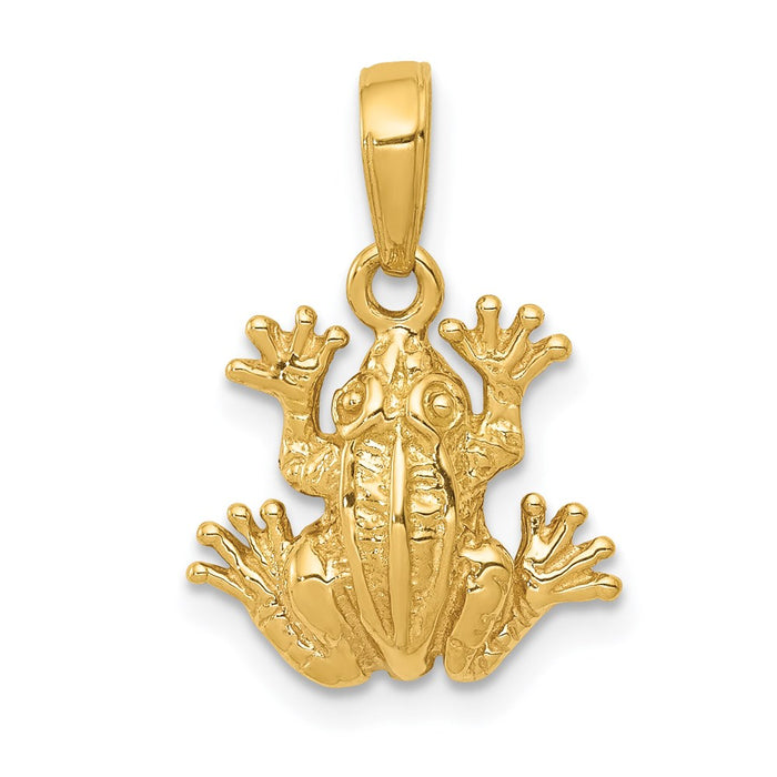 Million Charms 14K Yellow Gold Themed 2-D Frog Pendant
