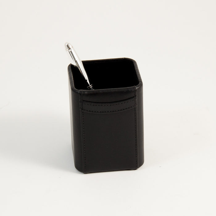 Occasion Gallery Black Color Black Leather Pen Cup. 3 L x 3 W x 4 H in.