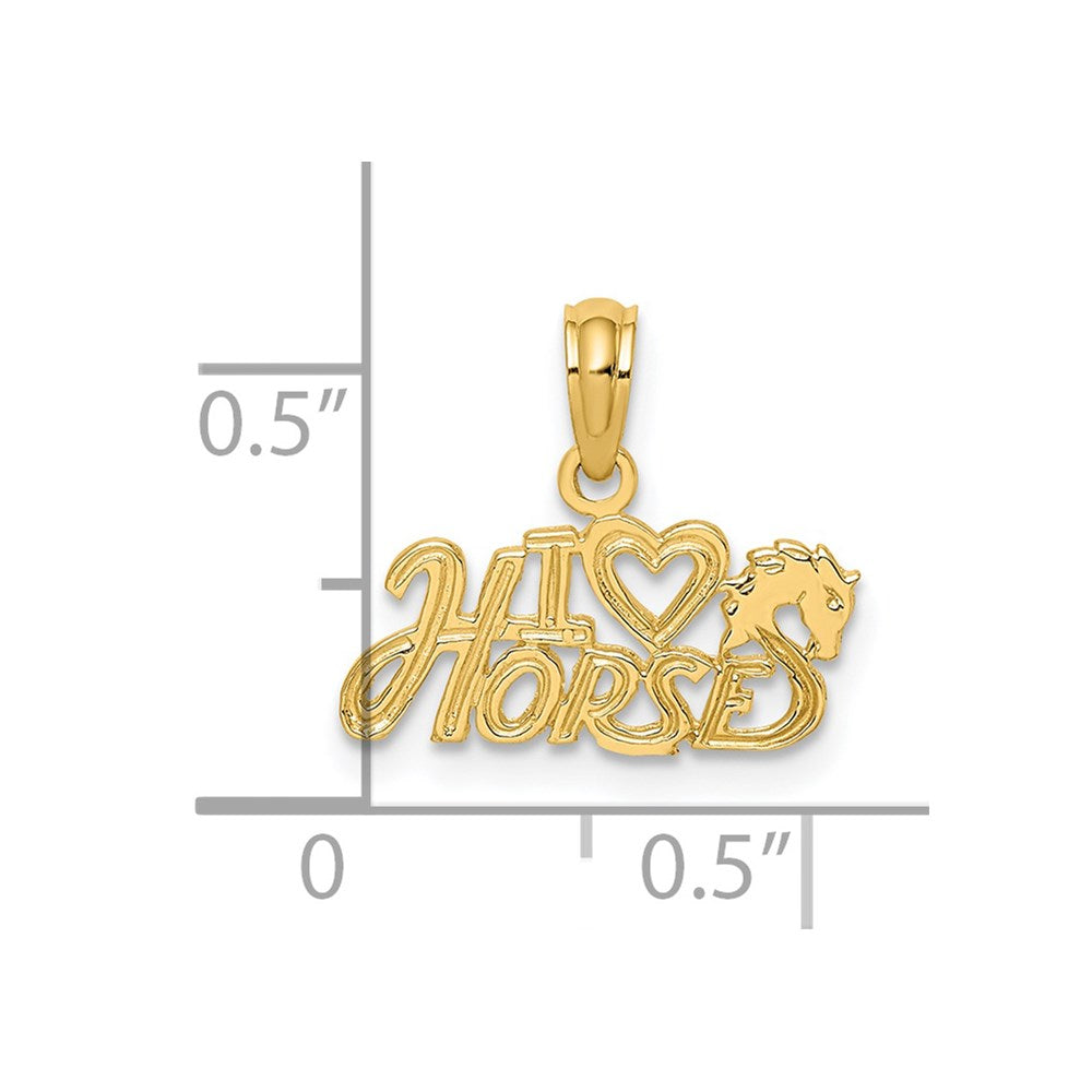Million Charms 14K Yellow Gold Themed I Heart Horses Charm