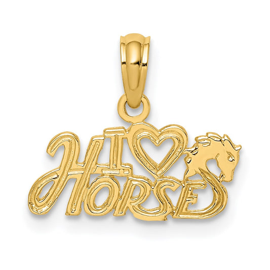 Million Charms 14K Yellow Gold Themed I Heart Horses Charm