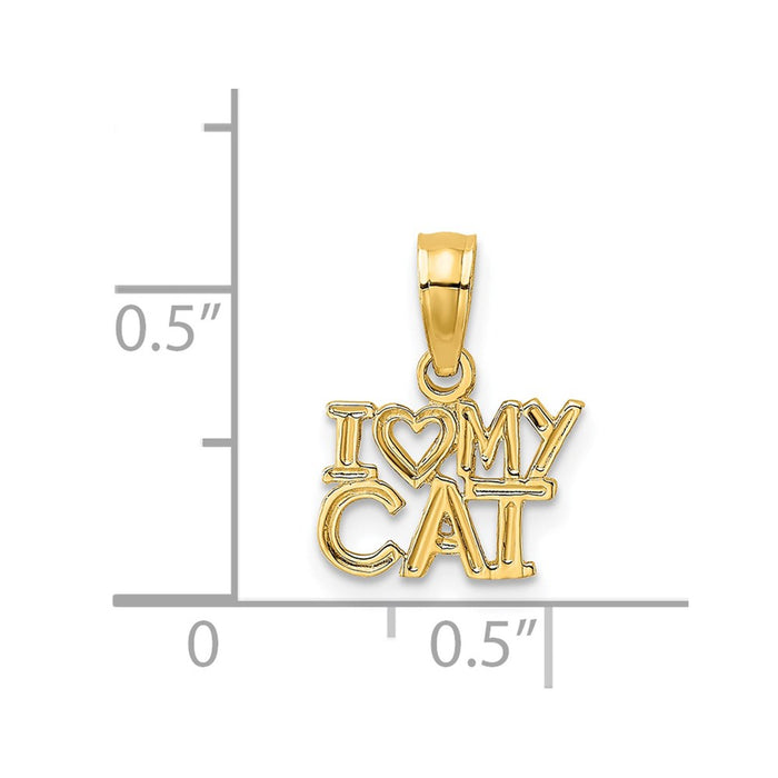 Million Charms 14K Yellow Gold Themed I Heart My Cat Charm