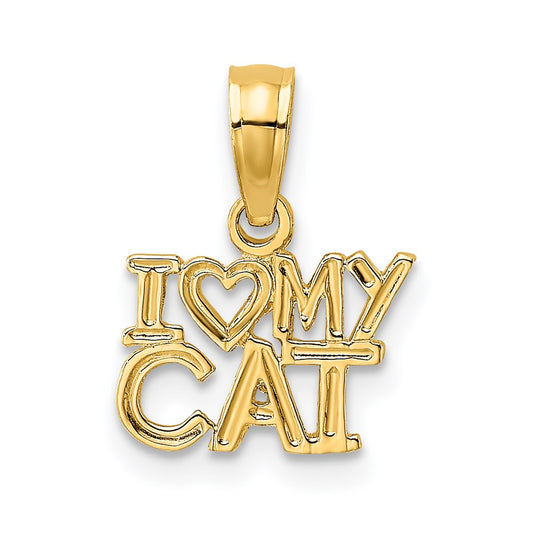 Million Charms 14K Yellow Gold Themed I Heart My Cat Charm