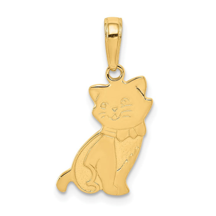 Million Charms 14K Yellow Gold Themed Sitting Cat Pendant
