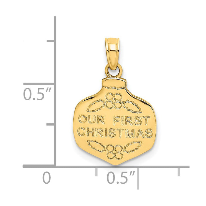 Million Charms 14K Yellow Gold Themed Our First Christmas Ornament Charm