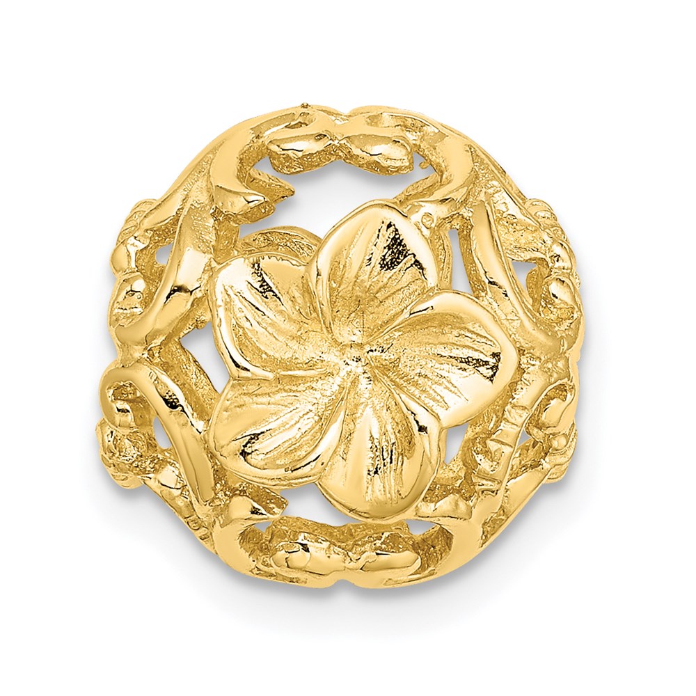 Million Charms 14K Yellow Gold Themed 3-D Cut-Out Flower Barrel Slide Charm