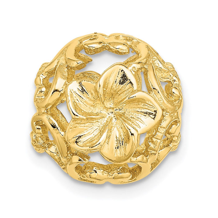 Million Charms 14K Yellow Gold Themed 3-D Cut-Out Flower Barrel Slide Charm