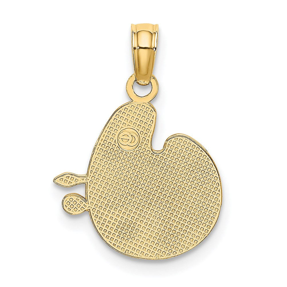 Million Charms 14K Yellow Gold Themed Paint Pallet, Brushes Charm