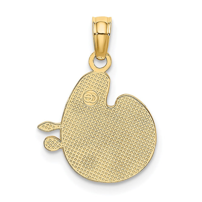 Million Charms 14K Yellow Gold Themed Paint Pallet, Brushes Charm