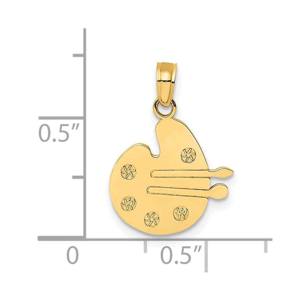 Million Charms 14K Yellow Gold Themed Paint Pallet, Brushes Charm