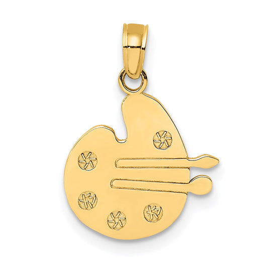 Million Charms 14K Yellow Gold Themed Paint Pallet, Brushes Charm