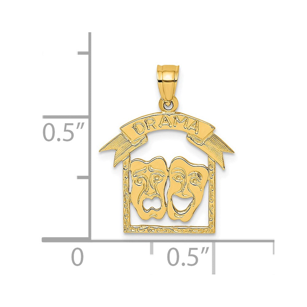 Million Charms 14K Yellow Gold Themed Comedy/Tragedy Drama Story In Frame Charm