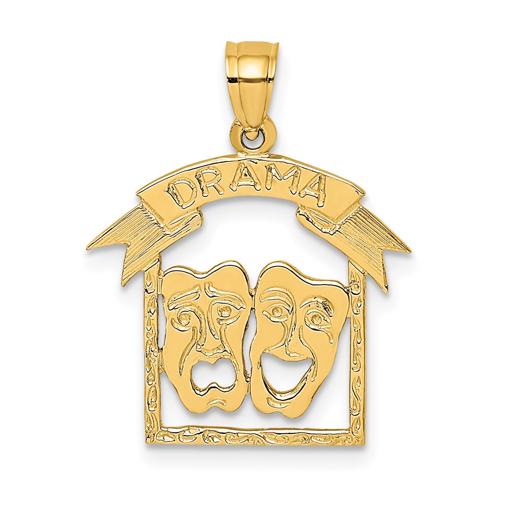 Million Charms 14K Yellow Gold Themed Comedy/Tragedy Drama Story In Frame Charm