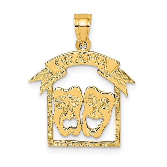 Million Charms 14K Yellow Gold Themed Comedy/Tragedy Drama Story In Frame Charm
