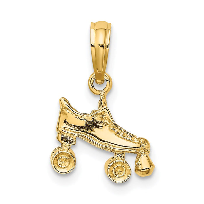 Million Charms 14K Yellow Gold Themed 3-D Roller Skate Charm