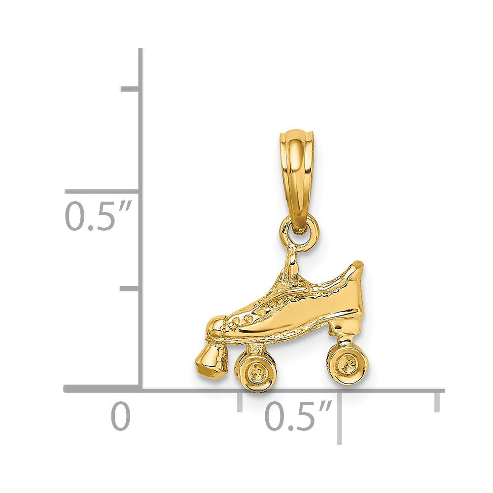 Million Charms 14K Yellow Gold Themed 3-D Roller Skate Charm