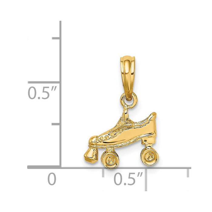 Million Charms 14K Yellow Gold Themed 3-D Roller Skate Charm