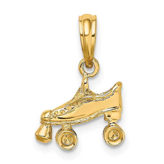 Million Charms 14K Yellow Gold Themed 3-D Roller Skate Charm