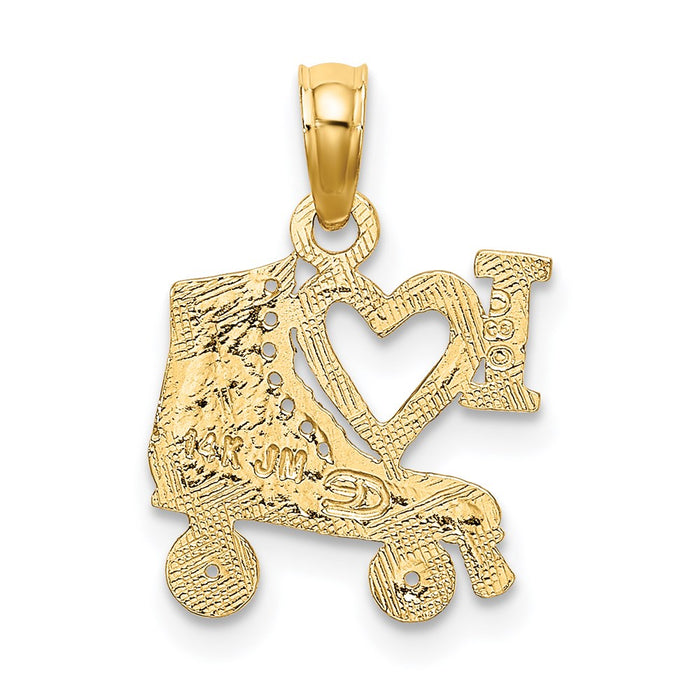 Million Charms 14K Yellow Gold Themed I Heart Roller Skating