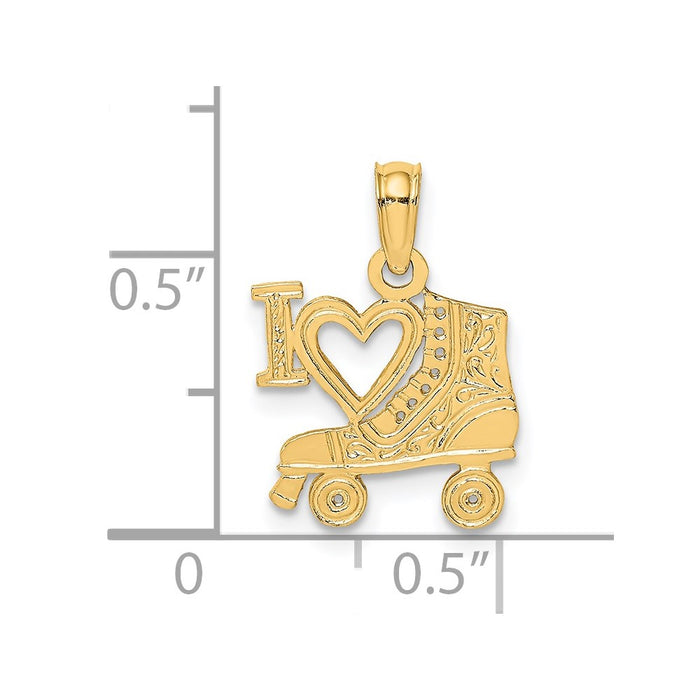 Million Charms 14K Yellow Gold Themed I Heart Roller Skating