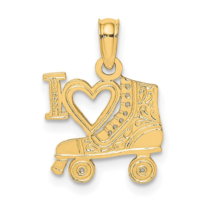 Million Charms 14K Yellow Gold Themed I Heart Roller Skating