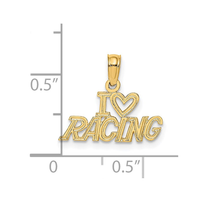 Million Charms 14K Yellow Gold Themed I Heart Racing Charm