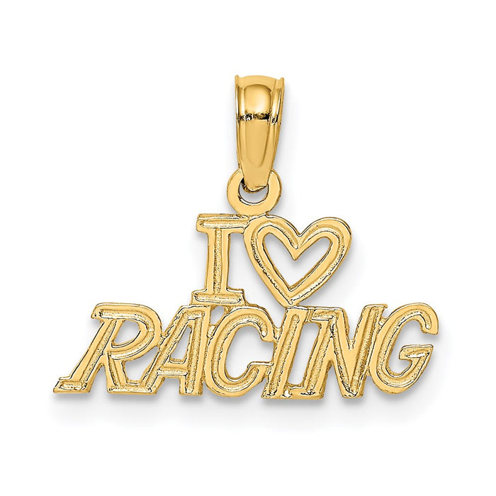 Million Charms 14K Yellow Gold Themed I Heart Racing Charm