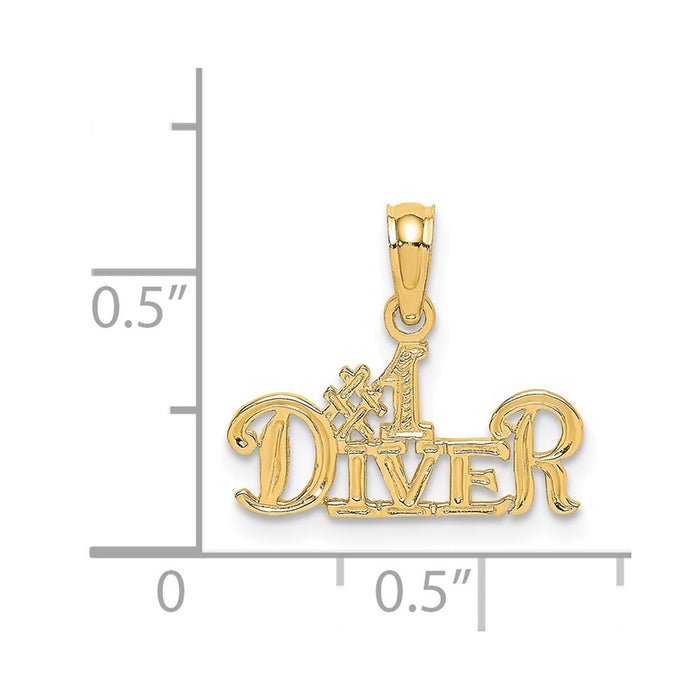 Million Charms 14K Yellow Gold Themed #1 Diver Charm