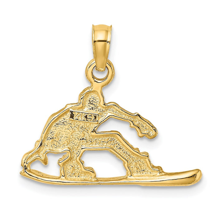 Million Charms 14K Yellow Gold Themed Snowboarder Charm