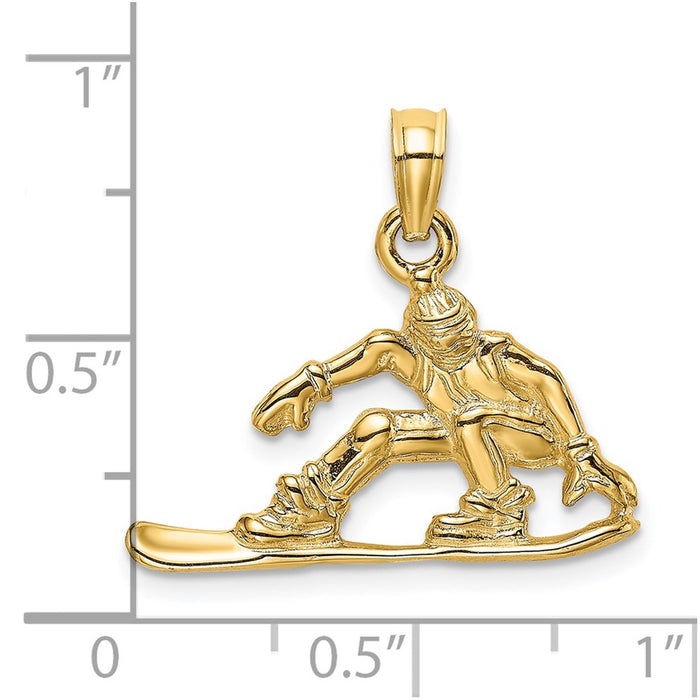 Million Charms 14K Yellow Gold Themed Snowboarder Charm