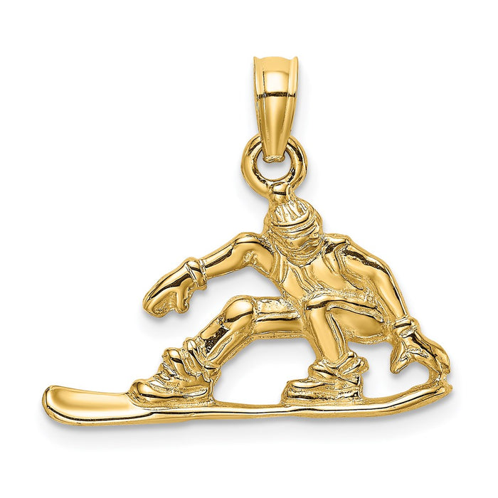 Million Charms 14K Yellow Gold Themed Snowboarder Charm