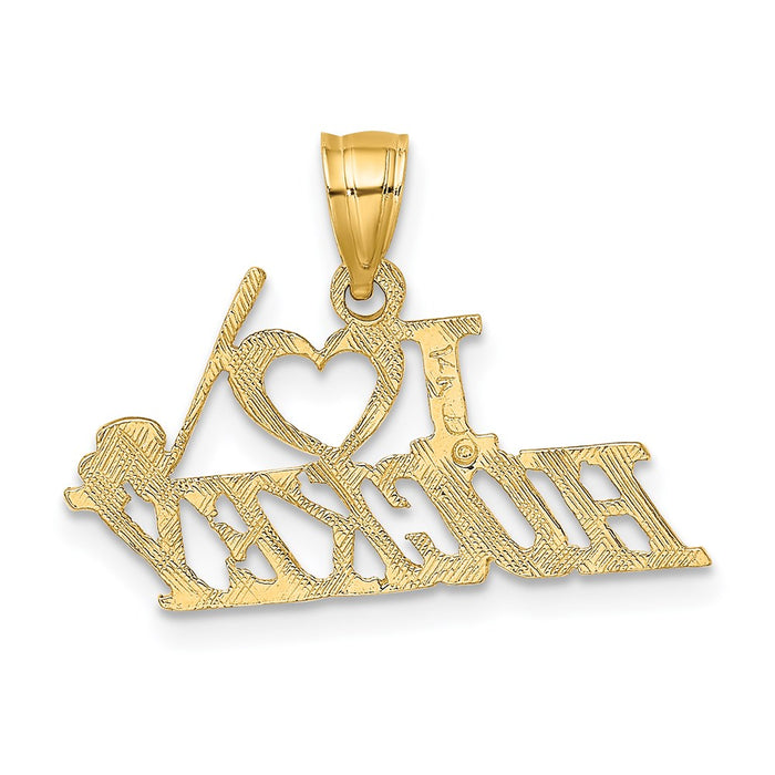 Million Charms 14K Yellow Gold Themed I Love Sports Hockey Charm