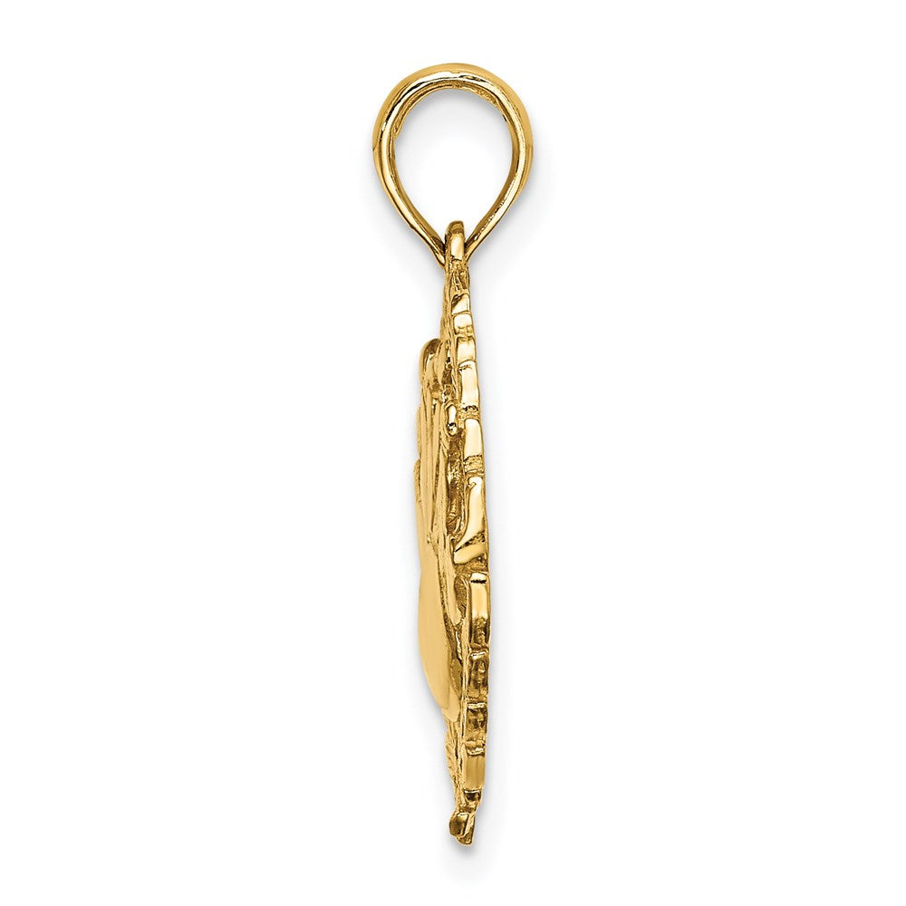 Million Charms 14K Yellow Gold Themed Bowling Story In Leaf Circle Charm