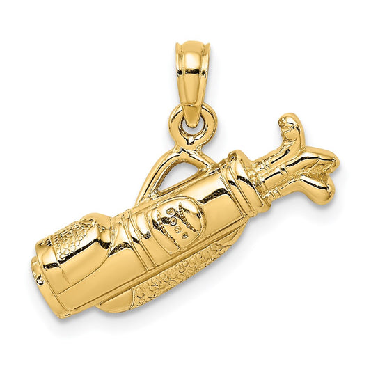 Million Charms 14K Yellow Gold Themed Sports Golf Bag Charm