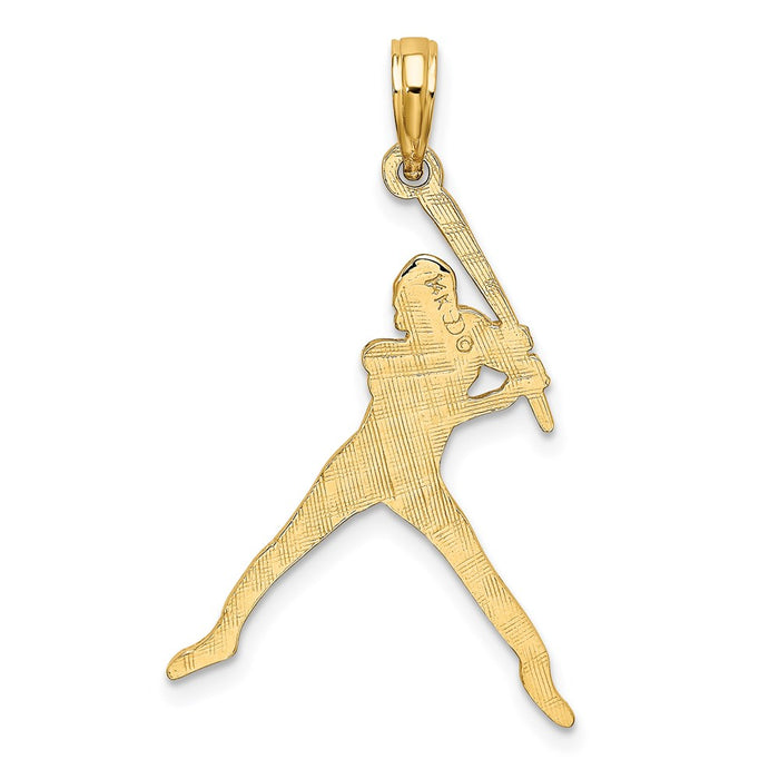 Million Charms 14K Yellow Gold Themed Sports Baseball Batter Charm