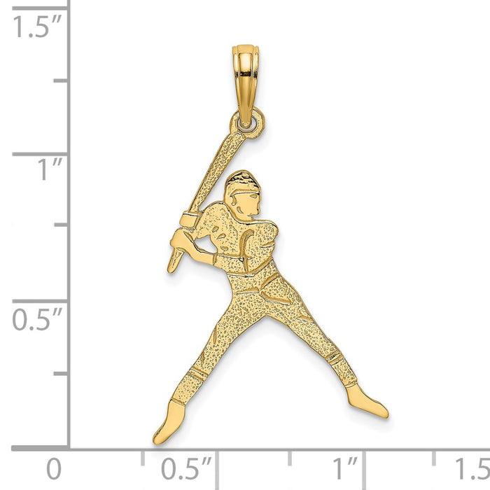 Million Charms 14K Yellow Gold Themed Sports Baseball Batter Charm