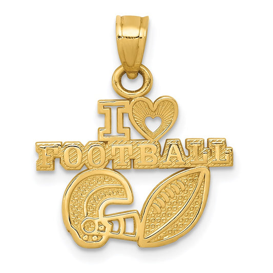 Million Charms 14K Yellow Gold Themed I Heart Sports Football Charm
