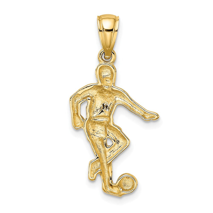 Million Charms 14K Yellow Gold Themed Boy Sports Soccer Player Running With Ball Charm