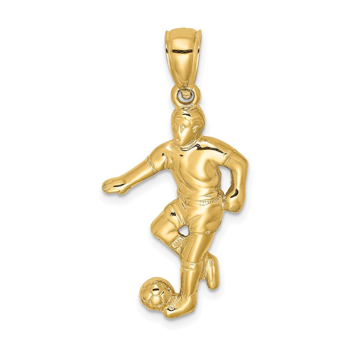 Million Charms 14K Yellow Gold Themed Boy Sports Soccer Player Running With Ball Charm