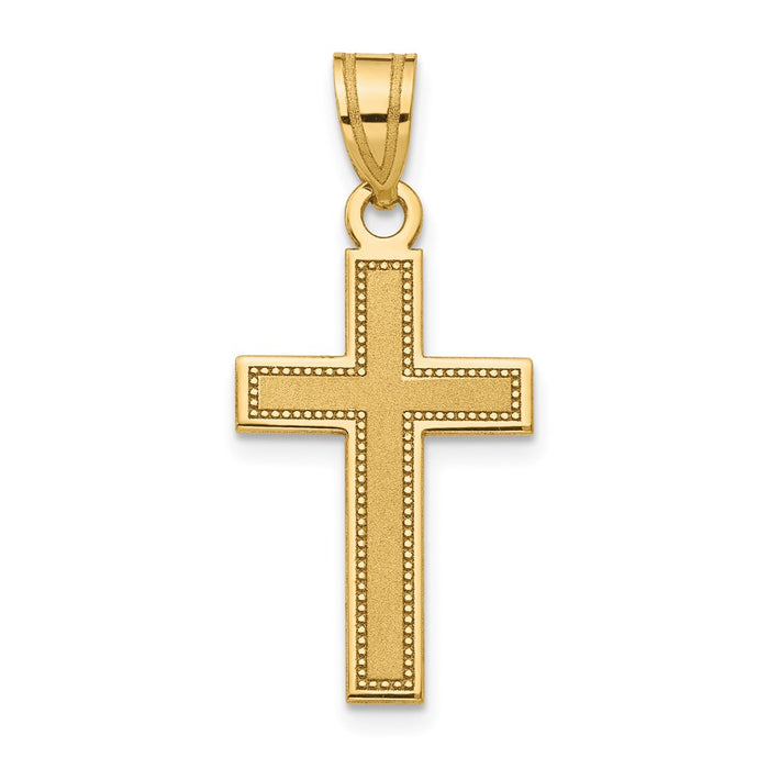 Million Charms 14K Yellow Gold Themed Small Satin Relgious Cross Pendant