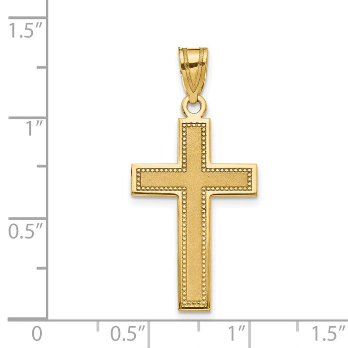 Million Charms 14K Yellow Gold Themed Large Satin Relgious Cross Pendant